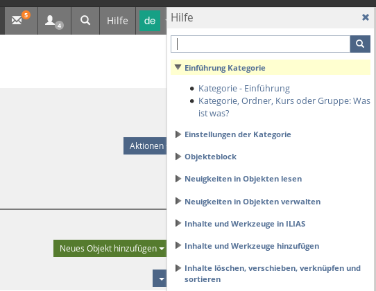 Inline-Hilfe einer Kategorie